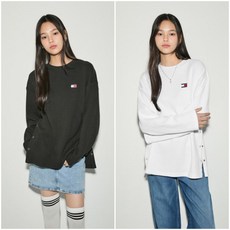 타미진스 여성 오버사이즈 핏 와플 크루넥 티셔츠 T32E7TTO42TWT2 TOMMY JEANS1229620