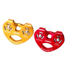 FWT2pcs 25kn 암벽 등반 구조 이중 도르래 속도 케이블 트롤리, 레드 옐로우