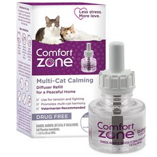 Comfort Zone Cat Calming 디퓨저 리필 6개(덕용 포장) 고양이 진정용 | 수의사 추천 | 고양이의 스트레스 해소 및 스프레이 문제 할퀴기 및 기타 문제 행동, 6개