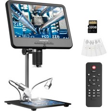 Andonstar AD210 10.1인치 성인용 LCD 디지털 현미경 전자제품 수리용 납땜 동전 카메라 전체 보기 빛이 있는 오류 생물학적 슬라이드 키트 32G 카드