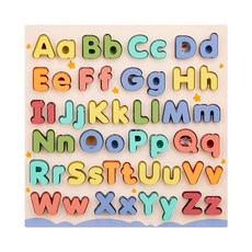 GHSHOP 어린이를 위한 나무 Abc 퍼즐 알파벳 문자와 숫자 대문자와 소문자 남자아이와 여자아이를 위한 알파벳 배우기, 29.8cmx29.8cmx1cm, 여러 가지 빛깔의, 목재