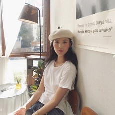 여성베레모 헌팅캡 여름 화이트 통기성 베레모 여성 버섯 모자 화가 모자와