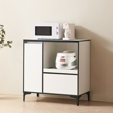 퍼니하우스 로벨 광파오븐수납장 10인용밥솥 깊은 전자렌지대 주방 오븐장 밥통선반, 화이트