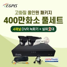 이지피스 400만화소 실내외겸용 2대 + 4채널 DVR 녹화기 CCTV세트(HDD미포함), 6TB 장착(QHDVR-4104QS_265로 출고) - 이지피스dvr