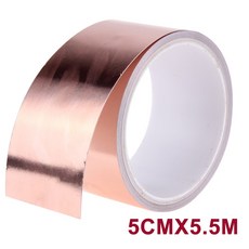 50mm X 5.5m 이중 전도성 접착제 EMI 차폐 구리 호일 테이프 슬매트 카펫 러그 혐오감 스테인드 글라스, 1개
