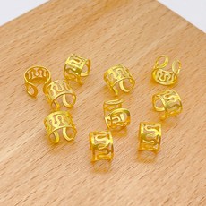 10 개/몫 6x9 미리메터 금 은 Beads 조절 Hair Braids 브레이드 링 커프 클립 관 보석 스타일링 Tool, [01] Style1 Gold, 01 Style1 Gold