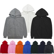 트루디팩토리 남녀공용 무지 특양면 후드 집업 티셔츠