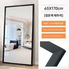 대형 거울 벽걸이 아치형 전신 이동식 스탠드 강화유리 와이드 타원형 비정형, 블랙프레임65x170cm, 1개