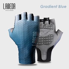 Lameda 남녀공용 사이클링 장갑 반 손가락 통기성 자전거 장갑 두꺼운 손바닥 패드 마찰 방지 자전거, 02 Gradient Blue