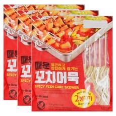 [퀴클리몰] 캠핑 오뎅 빨간 꼬치어묵 노브랜드 매운 꼬치어묵, 3개, 528g