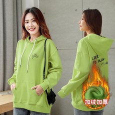 상세페이지참조 오리 오리 2020 겨울 스웨터 새로운 핫 스타일 짧은 후드 맨투맨 느슨한 벨벳 버전 긴-23160