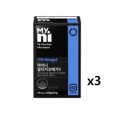  일동제약 알티지 오메가3 추천 rtg 오메가쓰리 고함량 EPA DHA 1000 알래스카 피쉬오일 고순도 필수지방산 비타민E 혈행 기억력 효능, 38.4g, 3개 