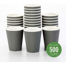 잔물결 벽을 가진 500-CT 처분 할 수있는 회색 12 온스 뜨거운 음료 컵 디자인 : 소매를 위해 필요 없음-, 1, 1