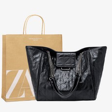 ZARA 자라 여성 비건 레더 토트 핸드백 쇼퍼 숄더