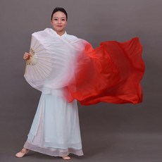 공연용 부채 교회율동 부채춤 고전무용 춤사위 그라데이션 너슬부채 복지센터 다문화 창작무용, 모조실크의총길이는빨간색그라데이션흰색1.5M입니다., 30개