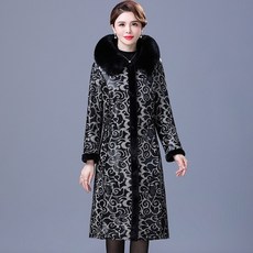버터 트레치형 코트 인조모피 페이크퍼 양면에 새로운 착용 모피 자켓 여성 X-긴 중년 겨울 가짜 코트 후