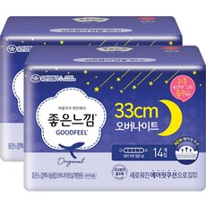 좋은느낌 에어핏쿠션 울트라 슬림 오버나이트 14매 2팩 33Cm 날개형, 1개