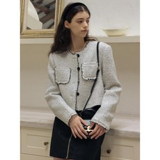 [던드롭] DD_Gray woven wool short jacket