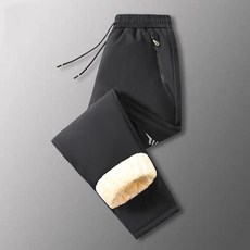 따뜻한 캐쥬얼 예약 그래핀 양털 바지 자체 발열 7XL 플러스 사이즈 면 겨울 방수 바람, 01 Black trim