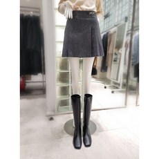 ZOOC 모직 헤링본 플리츠 미니 스커트 Z224MSD035