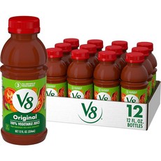 V8 오리지널 100 야채 주스 토마토 주스와 야채 블렌드, 1 Fl Oz (12팩), 12개, 354ml