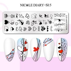 NICOLE DIARY 나뭇잎 네일 스탬핑 플레이트 잎 꽃 나비 라인 인쇄 스텐실 스탬프 템플릿 아트 도구, 1개