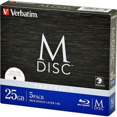 버바팀 M-DISC 녹화용 공 블루레이 100GB 5장 BD-R DBR100YMDP5V2