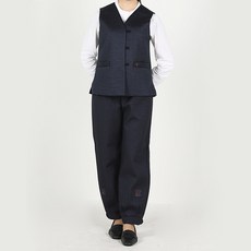 리예 물실크 잔골 누빔 조끼 한벌 겨울 여자 생활한복