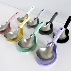 스텐 미니국자 받침 2P세트 서빙스푼 전현무국자 실리콘 조리도구 받침, 블랙