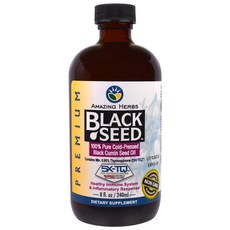 Amazing Herbs Black Seed 100％ 순수 냉압착 블랙 커민 씨앗 오일 8 fl oz(240 ml), 240ml, 1개