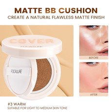 FOCALLURE 에어 쿠션 매트 페이스 파운데이션 컨실러 오일 컨트롤 오래 지속되는 보습 BB CC 크림 페이, 01 3, 1개