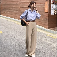 [니썸] [자체제작/숏 롱/S M L] 웰메이드 가을 스판 포켓 버클 세미와이드핏 롱 슬랙스/카론와이드슬랙스