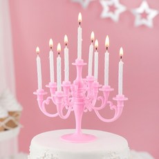 샹들리에 생일케익초 촛대&캔들 세트 [핑크], 단품