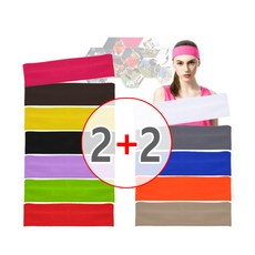 [2+2] 사구마트 머리밴드 (요가 헤어밴드 2P+2P=4P) 체육 헬스 운동 요가 밴드 아대, 블랙2P, 레드2P, 1개