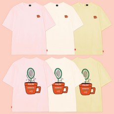 펄스비 라켓 플라워 남성 여성 반팔 티셔츠 오버핏