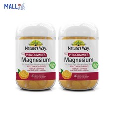 호주 네이처스웨이 Nature's way 성인용 마그네슘 젤리 Adult Magnesium Gummies 80정 무설탕 x 2개 기획 묶음