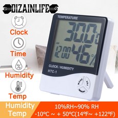 LCD 전자 디지털 온도 습도계 실내외 온도계 자명종 기상 관측소 HTC 1 2, 03 White