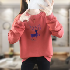 여성 그라데이션 사슴 맨투맨 AHEIFC235954