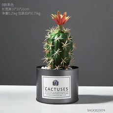 다웅상점 노르딕스타일 다육 선인장 페이크 큐트 독창적 거실 책상테이블 사무실 라이크 녹색, 블랙 스틴 다육 분재 -선인장 붉은꽃