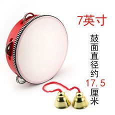 탬버린 일본 대형 방울북 소품 공연 핸드벨 무용 빨간색 목제 장난감 북, T02-(빨간색)7인치 직경 17.5CM+작은 충돌시계