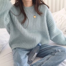 카디건 스웨터 블루데이 앙고라 유닛니트 풀오버 루즈 밍크털로
