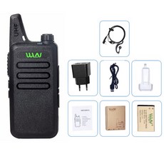 측정기 휴대용 2022 WLN KD-C1 미니 워키토키 장난감 400-470MHz 햄 라디오 USB 충전 1 ~ 5 km UHF 16CH 양방향 라디오, CHINA, Black-Add Headset, EURO, 1개