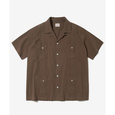 [6월 28일 배송] 아웃스탠딩 OUTSTANDING SEERSUCKER GUAYABERA CUBA HALF SHIRT_브라운