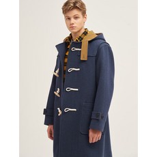 빈폴 남성 Unisex 블루 솔리드 컬러 배색 더플 코트