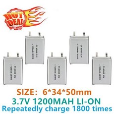 3.7V 중합체 배터리 블루투스 헤드셋 모바일 파워 셀 603450 / 1200mAh 더 구매, 05 5PCS Good quality, 5개