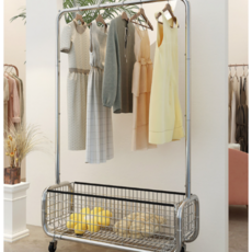 상세설명참조 이동식 행거 철제 네트 수납함 스탠드 옷걸이 원룸, 실버