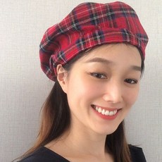 여자타탄체크베레모