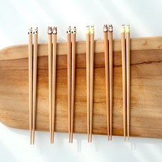 귀여운 캐릭터 동물 나무 젓가락 2세트, 고양이,고양이, 1개