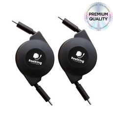 Reelking 자동감김 CtoC 초고속 C타입 60W PD 릴케이블 데이터전송, 1m, 블랙, 2개 1m, 블랙, 2개