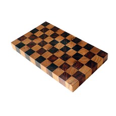 스와하 핸드메이드 엔드그레인 도마 티크+흑단 사각 중형 40x25cm / 체크 바둑판 모양 / 캠핑 플레이팅 / 두께 42mm, 1개